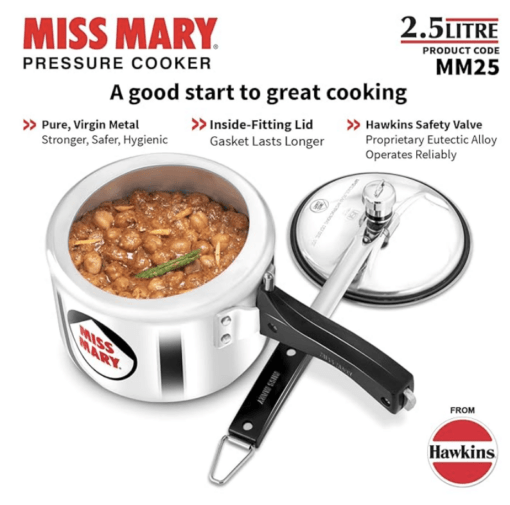 Hawkins Miss Mary Pressure Cooker, 2.5 Litre, Silver (MM25) - Image 3